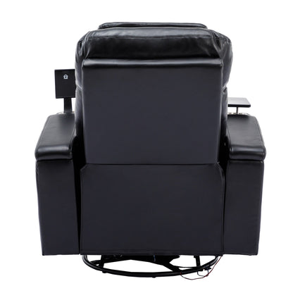 Poltrona reclinabile elettrica girevole a 270°, seduta per home theater con bracciolo nascosto e striscia luminosa a LED, portabicchieri