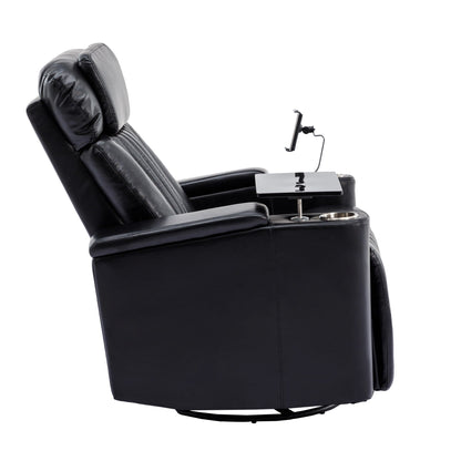 Poltrona reclinabile elettrica girevole a 270°, seduta per home theater con bracciolo nascosto e striscia luminosa a LED, portabicchieri