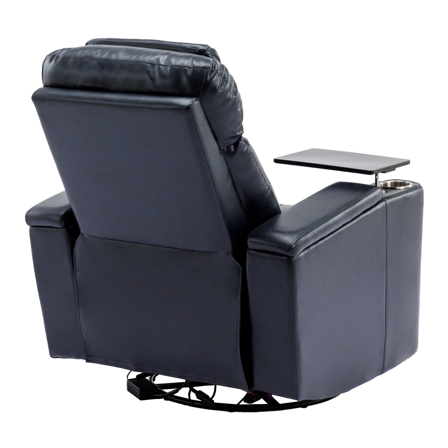 Poltrona reclinabile elettrica girevole a 270°, seduta per home theater con bracciolo nascosto e striscia luminosa a LED, portabicchieri