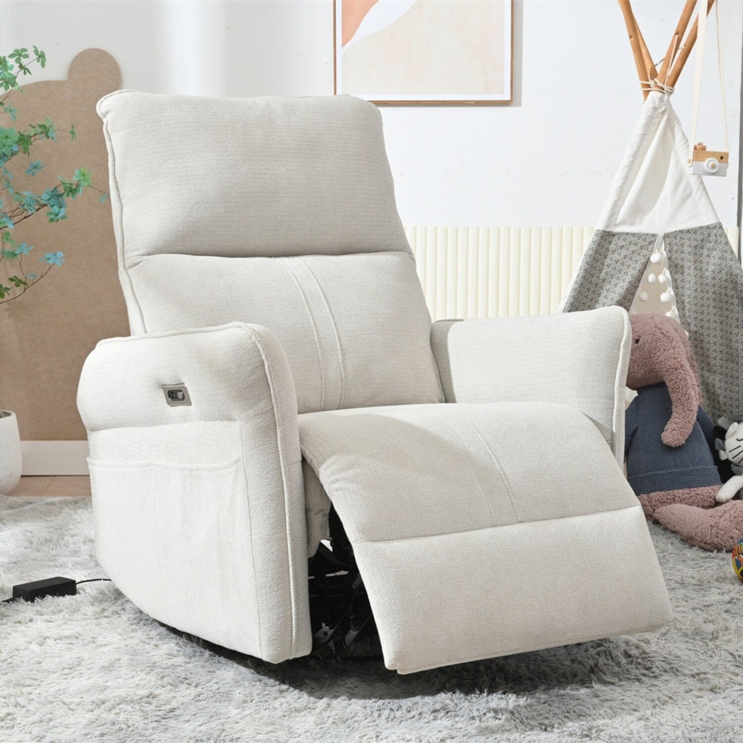 Poltrona reclinabile girevole a 270° per adulti, poltrona reclinabile girevole a dondolo, piccole poltrone reclinabili elettriche per piccoli spazi