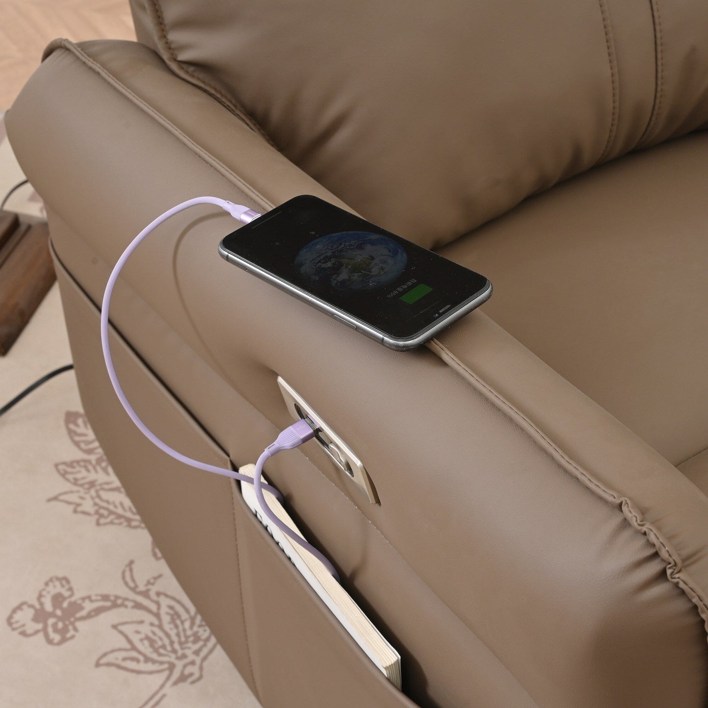 Poltrona reclinabile girevole elettricamente a 270°, divano reclinabile elettrico con porte USB