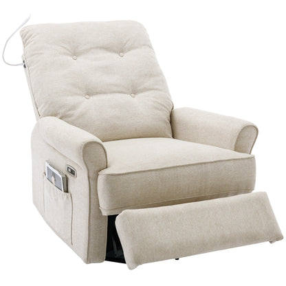 Poltrona reclinabile girevole a 270° con porte USB, lampada touch, tasca laterale portaoggetti e base basculante