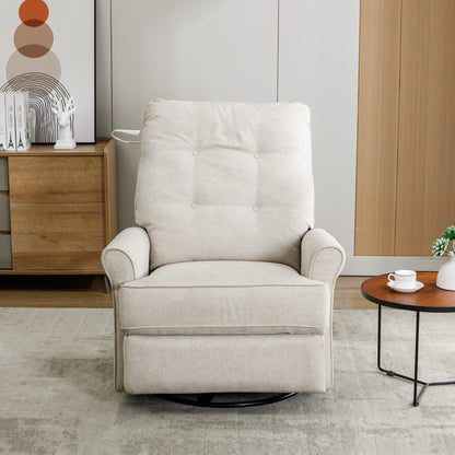Poltrona reclinabile girevole a 270° con porte USB, lampada touch, tasca laterale portaoggetti e base basculante