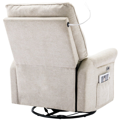 Poltrona reclinabile girevole a 270° con porte USB, lampada touch, tasca laterale portaoggetti e base basculante