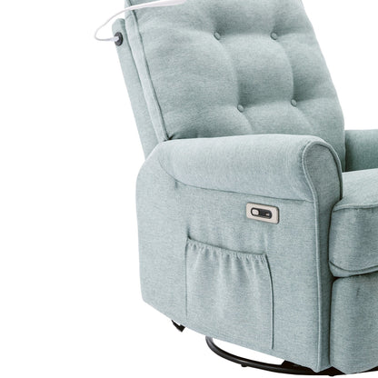 Poltrona reclinabile girevole a 270° con porte USB, lampada touch, tasca laterale portaoggetti e base basculante