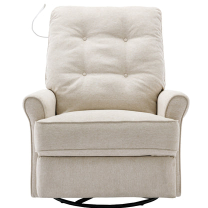 Poltrona reclinabile girevole a 270° con porte USB, lampada touch, tasca laterale portaoggetti e base basculante