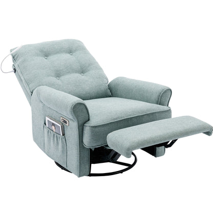 Poltrona reclinabile girevole a 270° con porte USB, lampada touch, tasca laterale portaoggetti e base basculante
