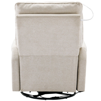 Poltrona reclinabile girevole a 270° con porte USB, lampada touch, tasca laterale portaoggetti e base basculante