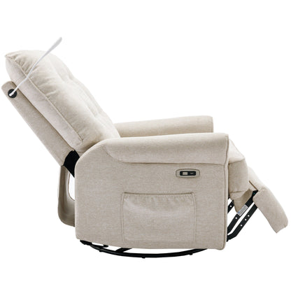 Poltrona reclinabile girevole a 270° con porte USB, lampada touch, tasca laterale portaoggetti e base basculante