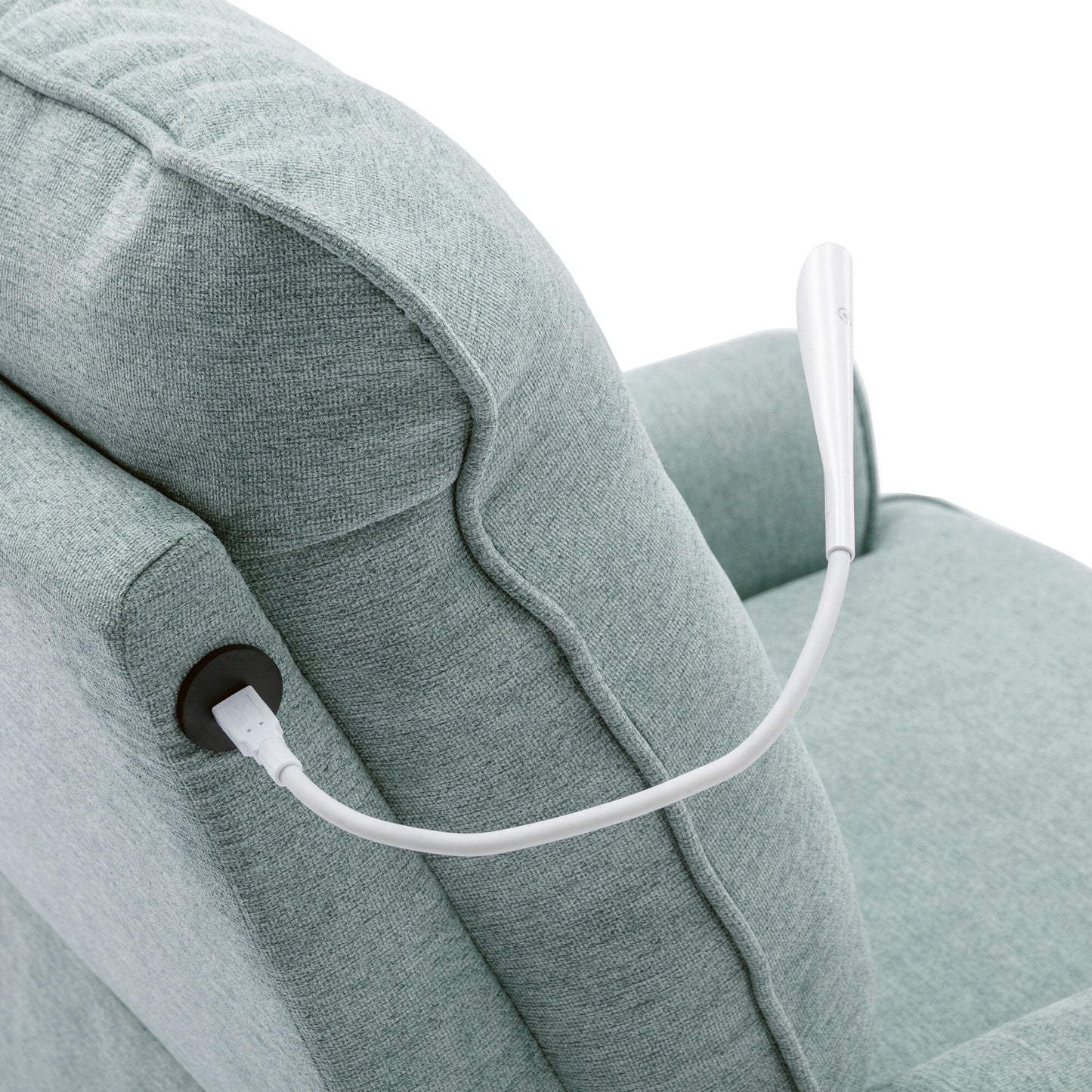 Poltrona reclinabile girevole a 270° con porte USB, lampada touch, tasca laterale portaoggetti e base basculante