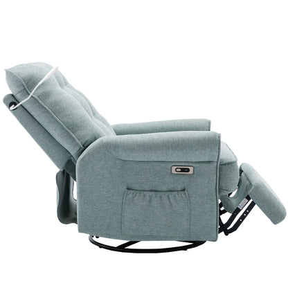 Poltrona reclinabile girevole a 270° con porte USB, lampada touch, tasca laterale portaoggetti e base basculante