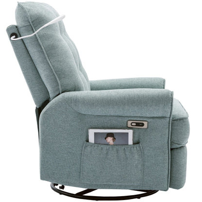 Poltrona reclinabile girevole a 270° con porte USB, lampada touch, tasca laterale portaoggetti e base basculante