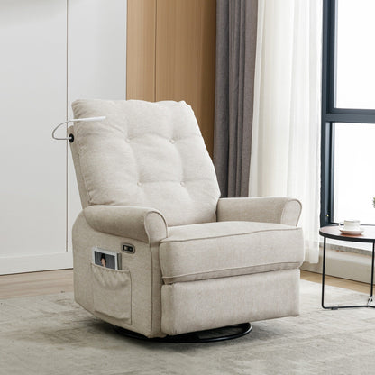 Poltrona reclinabile girevole a 270° con porte USB, lampada touch, tasca laterale portaoggetti e base basculante