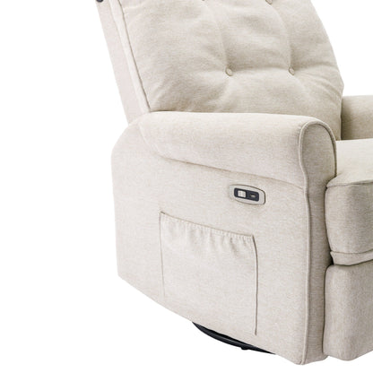 Poltrona reclinabile girevole a 270° con porte USB, lampada touch, tasca laterale portaoggetti e base basculante
