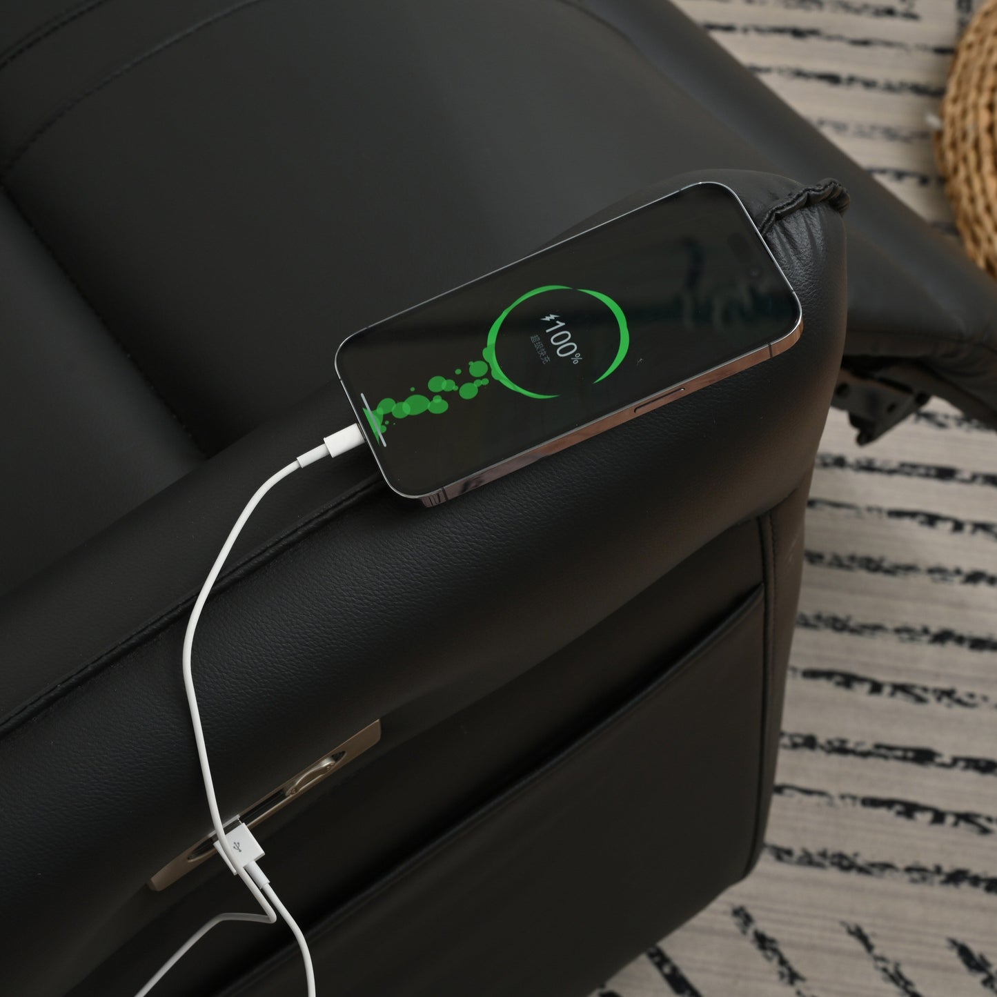 Poltrona reclinabile elettrica girevole a 270° con porte USB