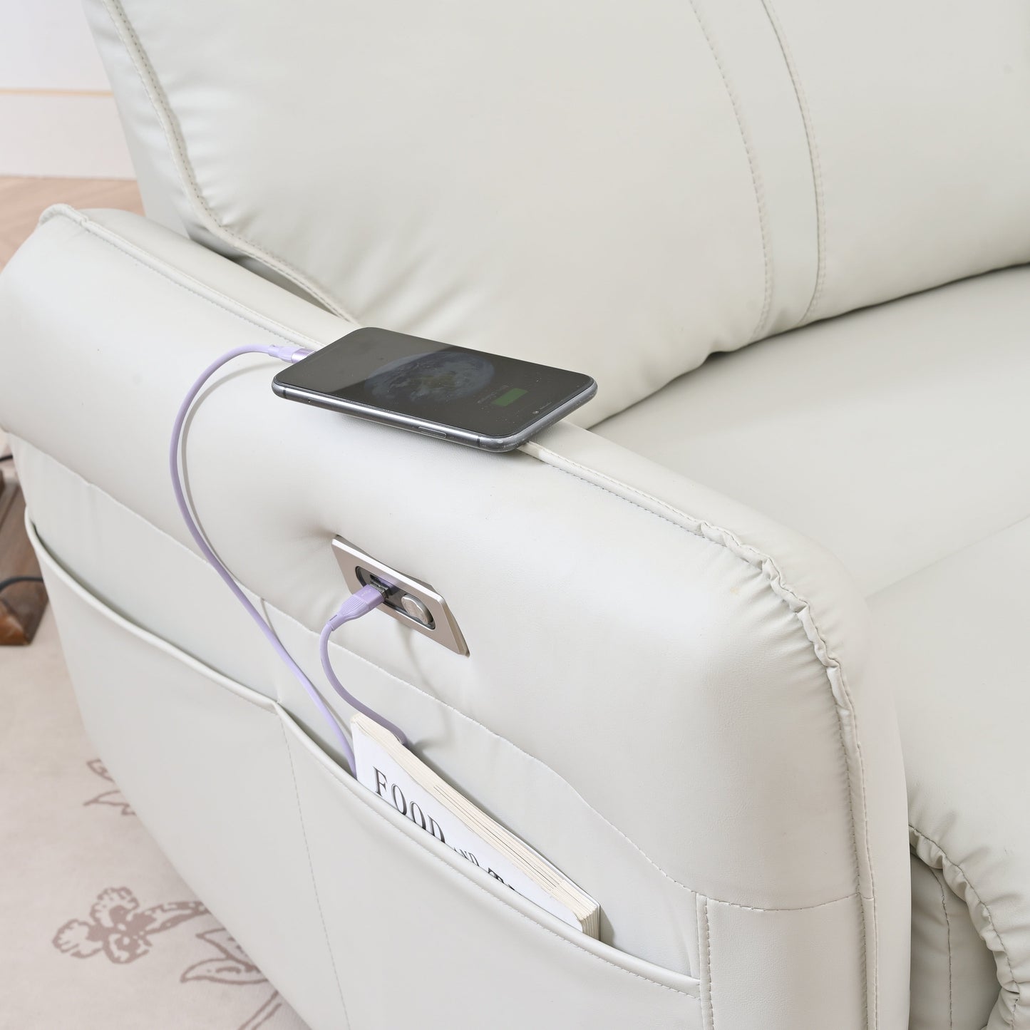 Poltrona reclinabile elettrica girevole a 270° con porte USB