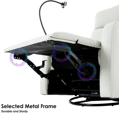Poltrona reclinabile girevole a 270° con porte USB, reclinazione elettrica e comfort imbottito per il massimo relax
