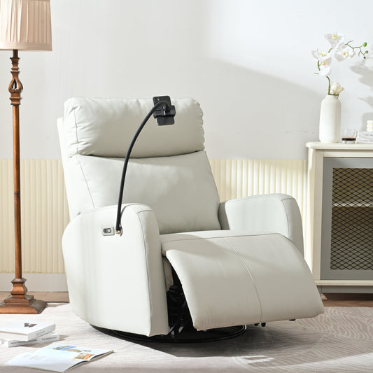 Poltrona reclinabile girevole a 270° con porte USB, reclinazione elettrica e comfort imbottito per il massimo relax