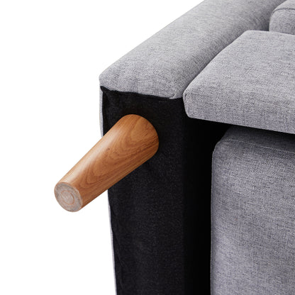 Divano letto regolabile in tessuto da 28,35'' a 3 posti con chaise longue, letto estraibile e tasche sui braccioli per riporre gli oggetti