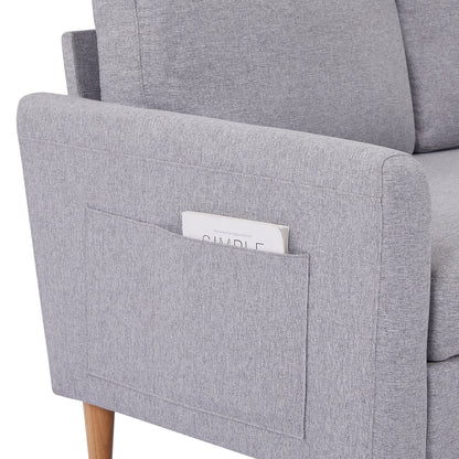 Divano letto regolabile in tessuto da 28,35'' a 3 posti con chaise longue, letto estraibile e tasche sui braccioli per riporre gli oggetti