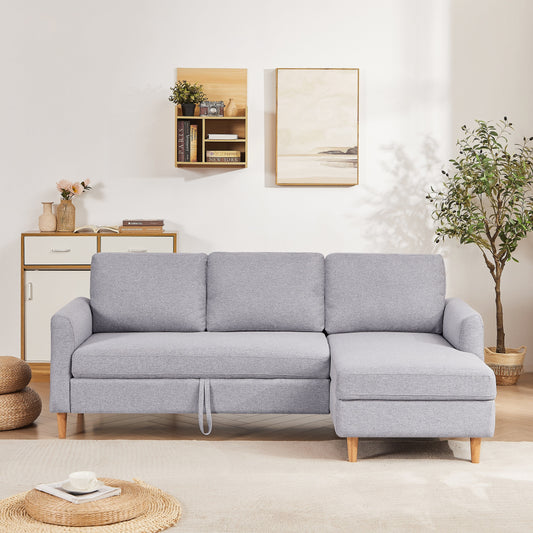 Divano letto a L regolabile in tessuto da 28,35'' con chaise longue, letto estraibile e tasche portaoggetti