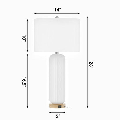 Set di 2 lampade da tavolo bianche in ceramica con USB (set da 2)