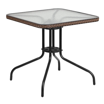 Set da pranzo da giardino in metallo/rattan da 3 pezzi con tavolo quadrato da 28 pollici - 28L x 28P x 28A