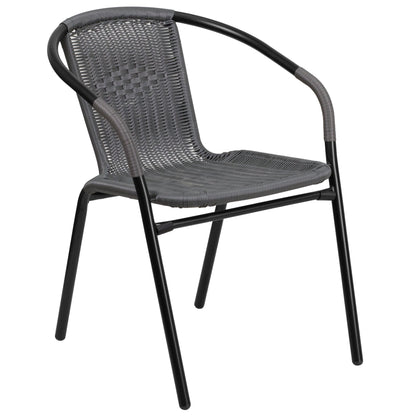 Set da pranzo da giardino in metallo/rattan da 3 pezzi con tavolo quadrato da 28 pollici - 28L x 28P x 28A
