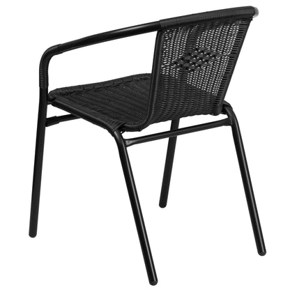 Set da pranzo da giardino in metallo/rattan da 3 pezzi con tavolo quadrato da 28 pollici - 28L x 28P x 28A