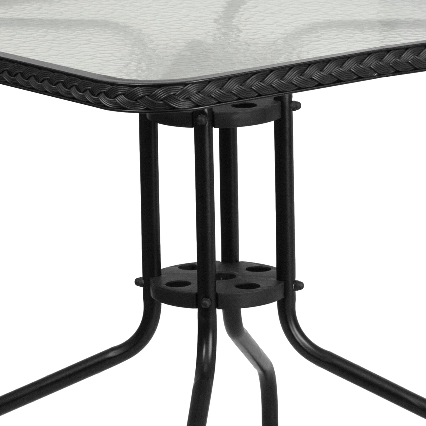 Set da pranzo da giardino in metallo/rattan da 3 pezzi con tavolo quadrato da 28 pollici - 28L x 28P x 28A