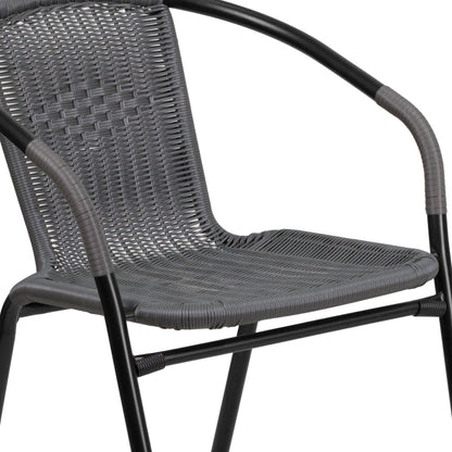 Set da pranzo da giardino in metallo/rattan da 3 pezzi con tavolo quadrato da 28 pollici - 28L x 28P x 28A