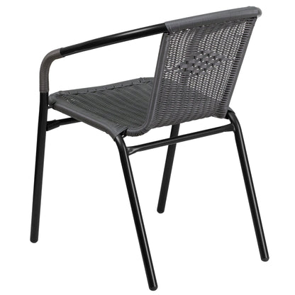 Set da pranzo da giardino in metallo/rattan da 3 pezzi con tavolo quadrato da 28 pollici - 28L x 28P x 28A