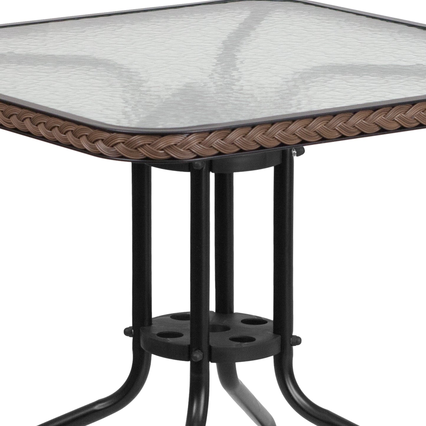 Set da pranzo da giardino in metallo/rattan da 3 pezzi con tavolo quadrato da 28 pollici - 28L x 28P x 28A