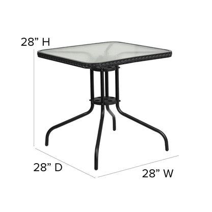 Set da pranzo da giardino in metallo/rattan da 3 pezzi con tavolo quadrato da 28 pollici - 28L x 28P x 28A