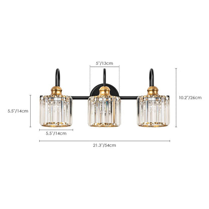 Lampada da parete lineare da bagno dimmerabile moderna Glam Crystal a 3/4 luci