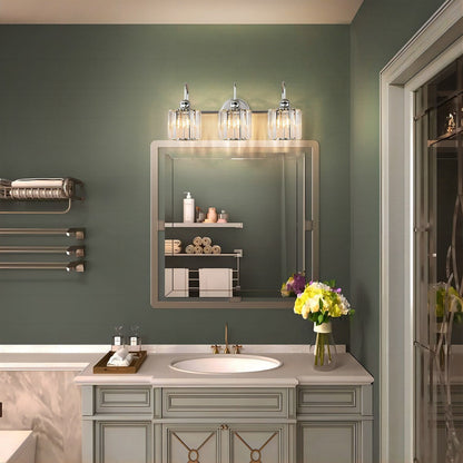 Lampada da parete lineare da bagno dimmerabile moderna Glam Crystal a 3/4 luci