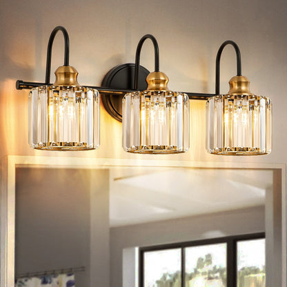 Lampada da parete lineare da bagno dimmerabile moderna Glam Crystal a 3/4 luci