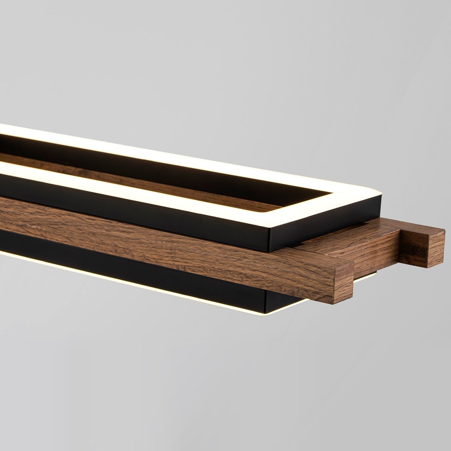 Lampadario lineare in legno a LED integrato da 3/5 luci per isola da cucina