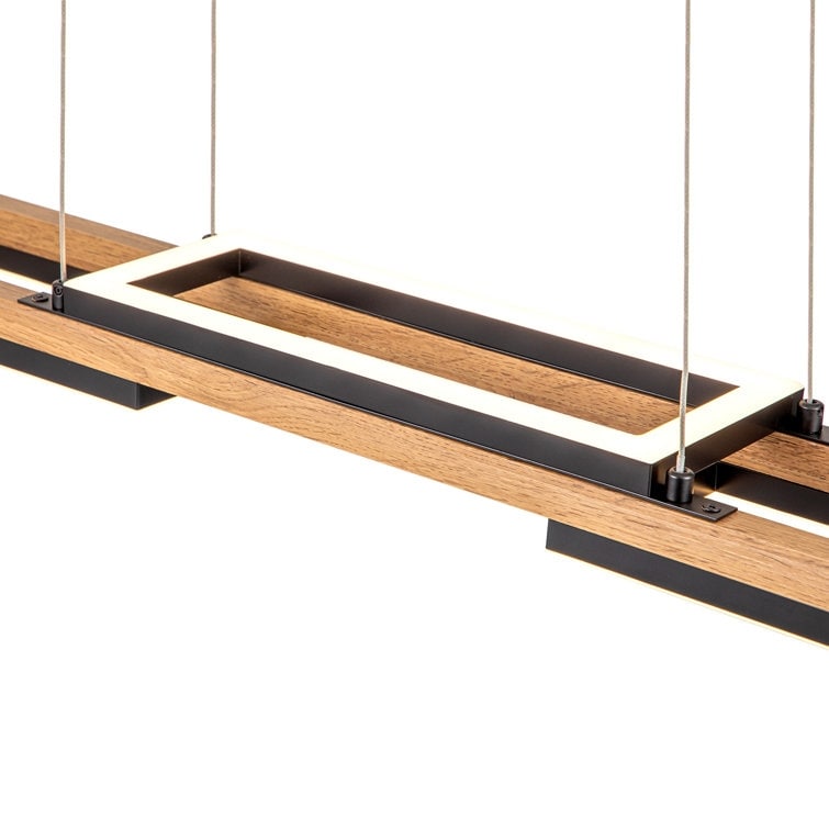 Lampadario lineare in legno a LED integrato da 3/5 luci per isola da cucina