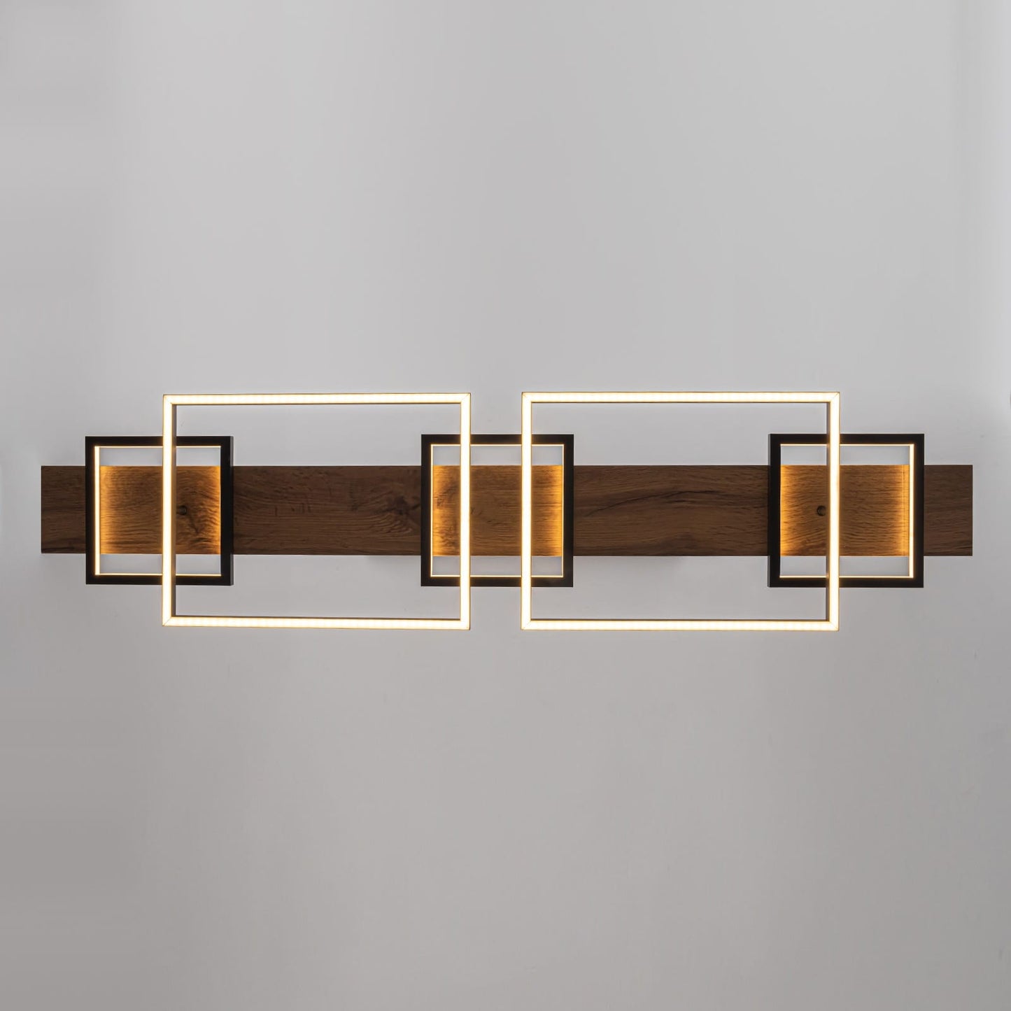 Lampadario lineare in legno a LED integrato da 3/5 luci per isola da cucina