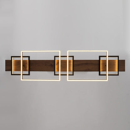 Lampadario lineare in legno a LED integrato da 3/5 luci per isola da cucina