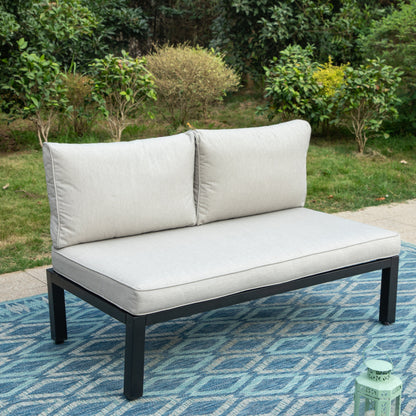 Set di divani componibili da giardino da 10 posti, struttura in acciaio con rivestimento E, set da conversazione con tavolino laterale incorporato, cuscino grigio