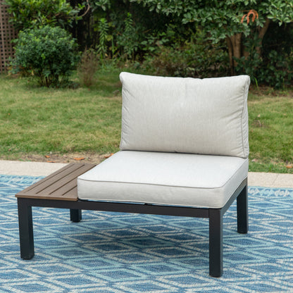 Set di divani componibili da giardino da 10 posti, struttura in acciaio con rivestimento E, set da conversazione con tavolino laterale incorporato, cuscino grigio