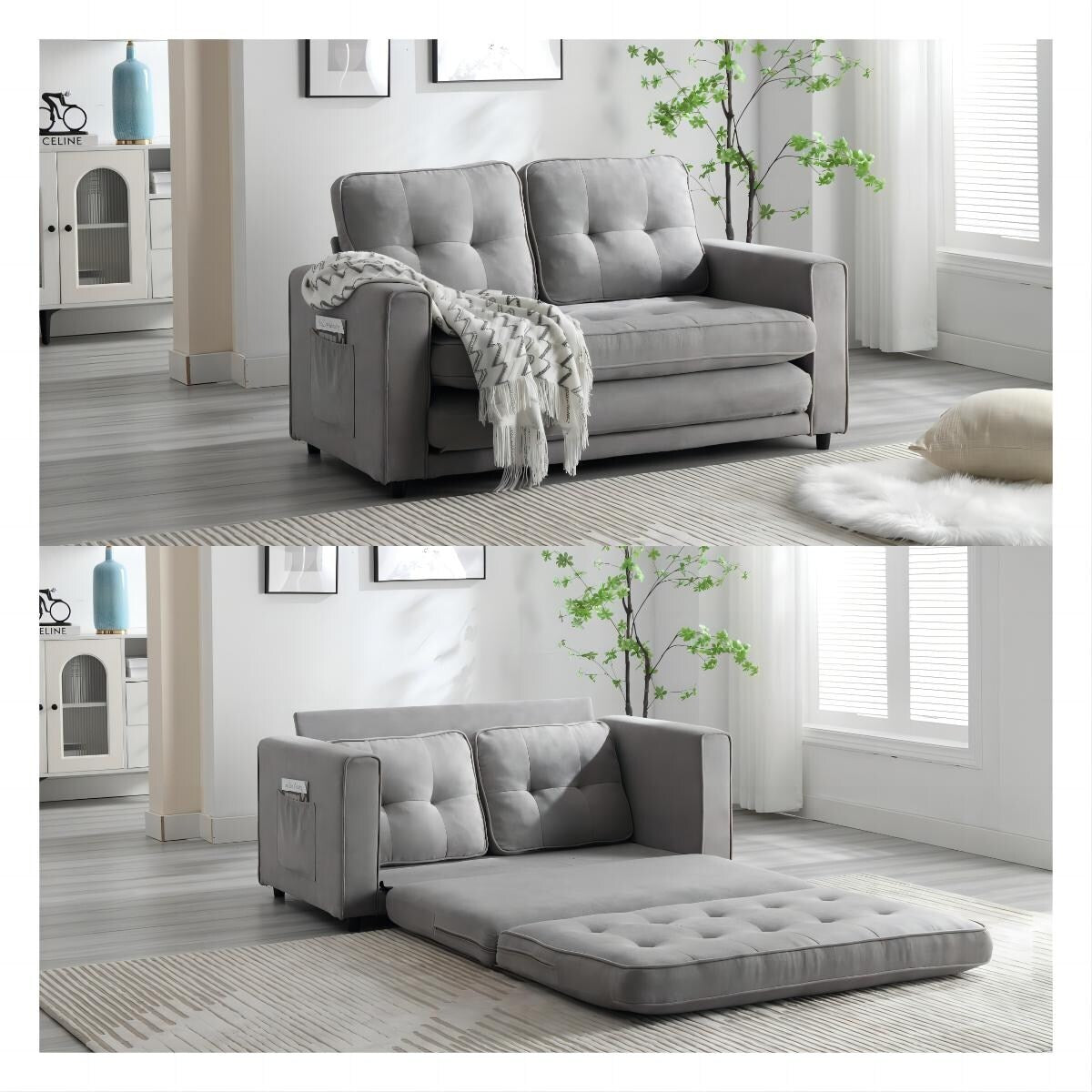 Divano letto futon trasformabile a 3 pieghe