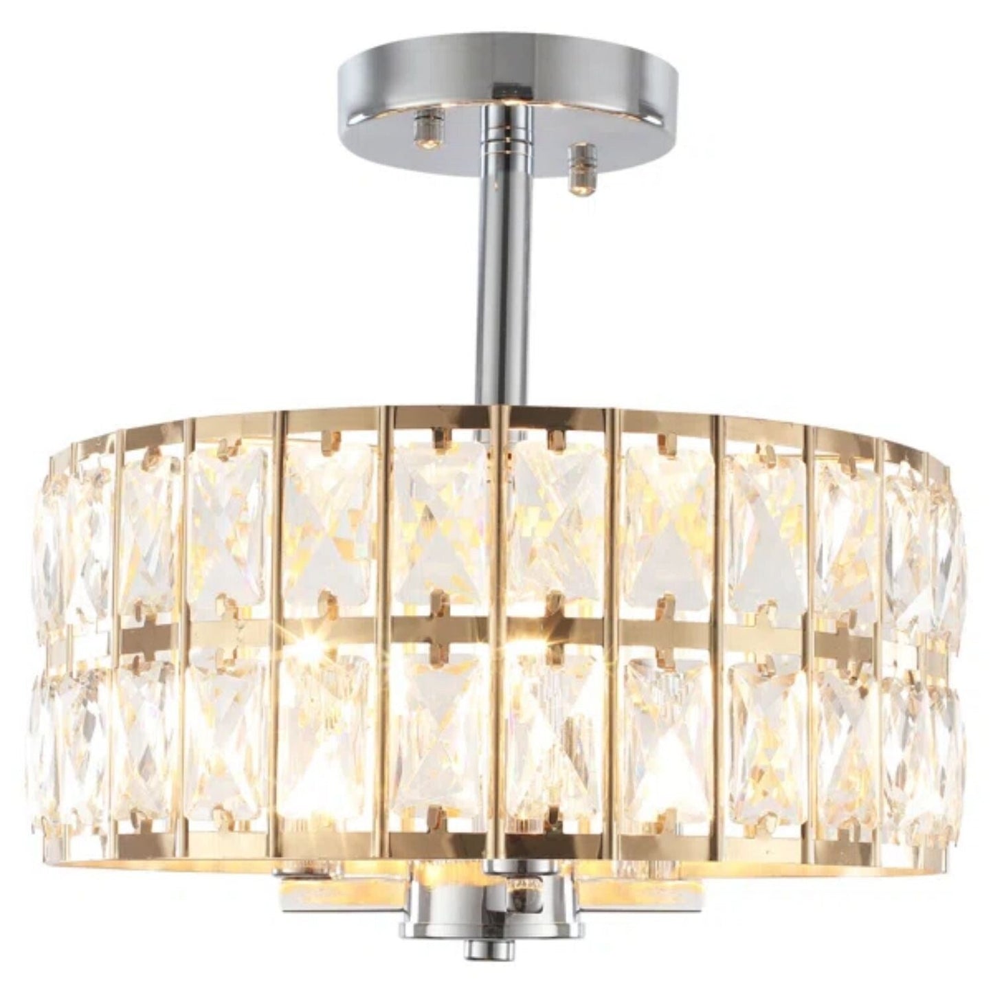 Lampadari semi-incassati in cristallo a 3 luci per soggiorno e corridoio