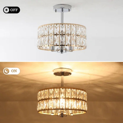 Lampadari semi-incassati in cristallo a 3 luci per soggiorno e corridoio