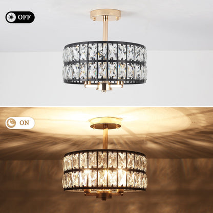 Lampadari semi-incassati in cristallo a 3 luci per soggiorno e corridoio
