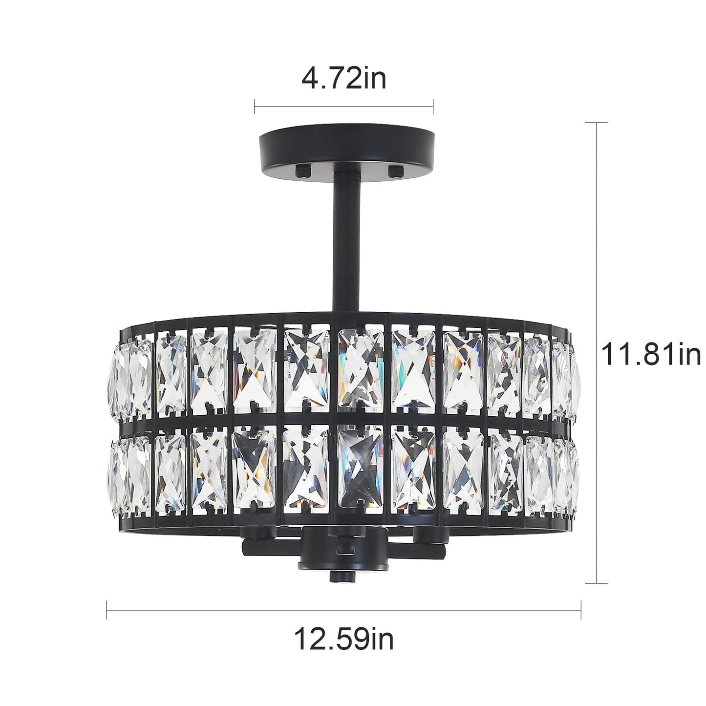 Lampadari semi-incassati in cristallo a 3 luci per soggiorno e corridoio