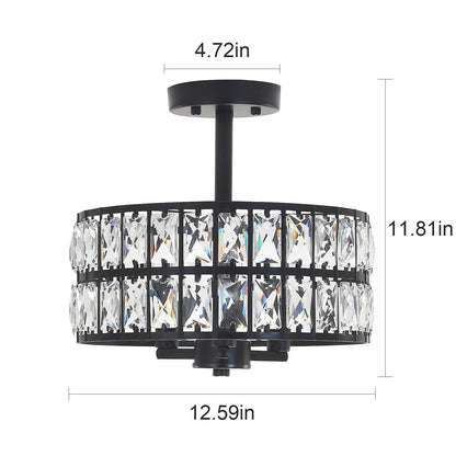 Lampadari semi-incassati in cristallo a 3 luci per soggiorno e corridoio