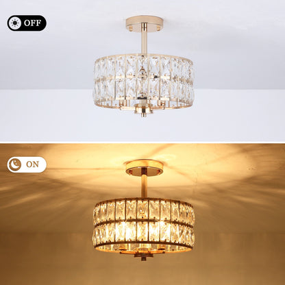 Lampadari semi-incassati in cristallo a 3 luci per soggiorno e corridoio